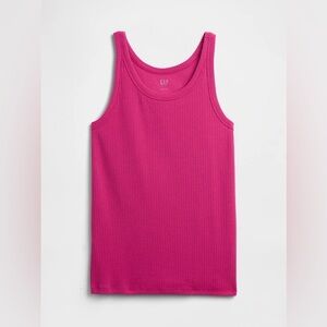 GAP Pink High Neck Ribbed Scoopneck Tank Top